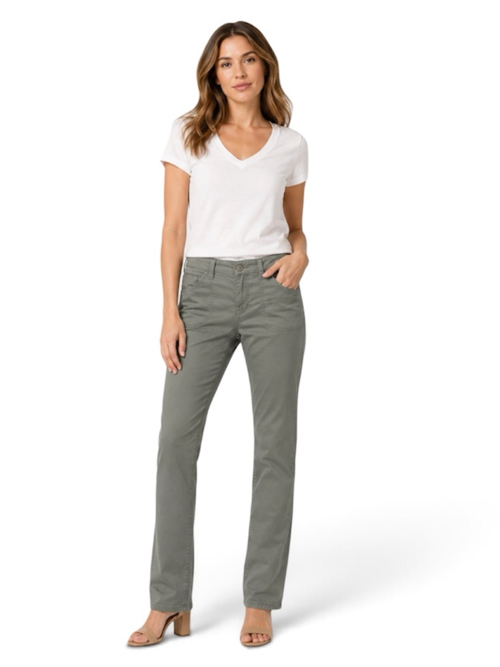 CAbi Sideline Straight Leg Gray Mid-Rise Pants Style #799 Sz 8